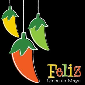 Hand Drawn chili pepper string card in vector format. Stock Illustration