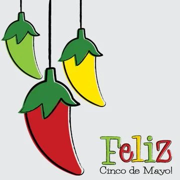 Hand Drawn chili pepper string card in vector format. Stock Illustration