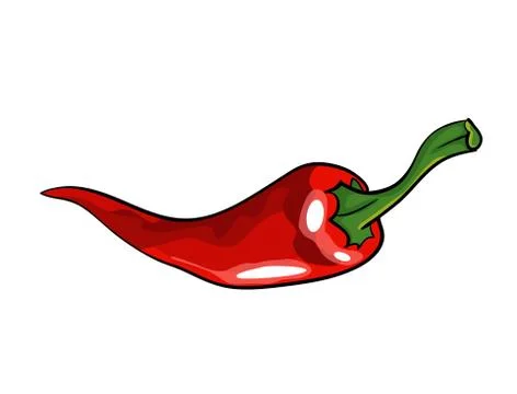 Hand drawn chili pepper. Super hot red chilli pepper. Red chilli pepper on white Ilustração Stock