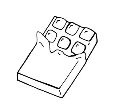 Hand drawn chocolate bar half opened sweet dessert illustration sketch style Stock Illustration