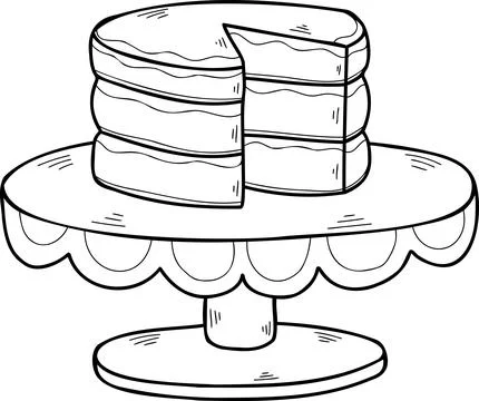 Hand Drawn Chocolate cake on the cake stand illustration イラスト素材