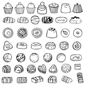 Hand drawn  chocolate candy  set. Stock Illustration