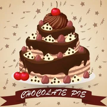 Hand drawn Chocolate Pie Stock Illustration