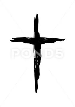 Hand drawn christian cross symbol hand painted with black ink: Royalty ...