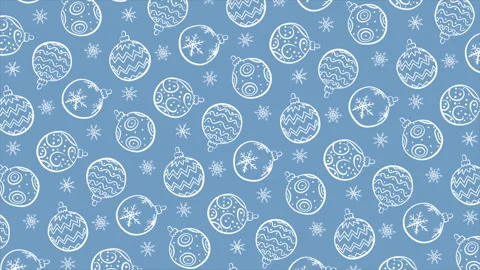 Hand drawn Christmas background with decorations and snowflakes Stock Footage 321487354