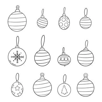 Hand drawn christmas ball element collection Stock Illustration