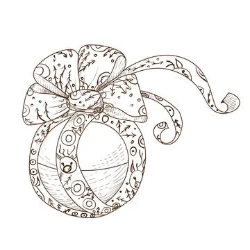 Hand drawn Christmas ball vector illustration. Stock Illustration