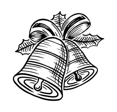 Hand drawn christmas bell vector Stock Illustration