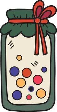Hand Drawn Christmas candy in a jar illustration Stock Illustration