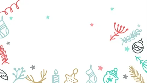 Hand Drawn Christmas Doodle Pattern Background with Copy Space Stock-Footage 320274246