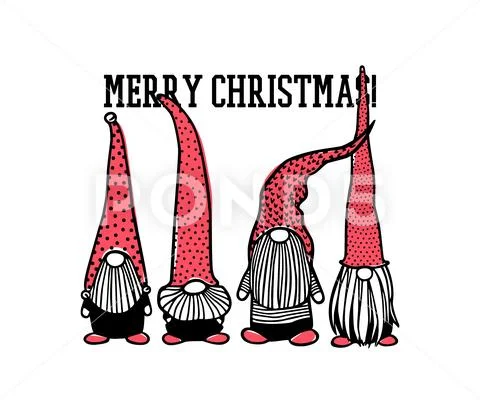 Hand drawn Christmas gnomes Stock Illustrationen