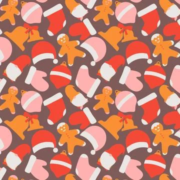 Hand drawn christmas pattern design background. Stock Illustration