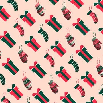 Hand drawn christmas pattern design background. Vector. Stock Illustration