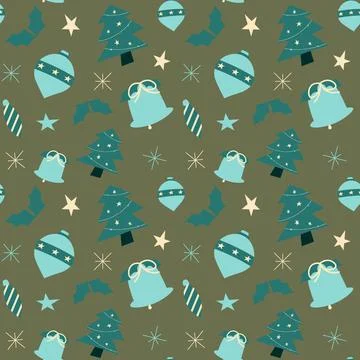 Hand drawn christmas pattern design background. Vector. Stock Illustration