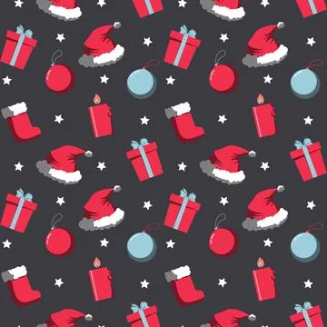 Hand drawn christmas pattern design background. Vector. Illustrazione stock