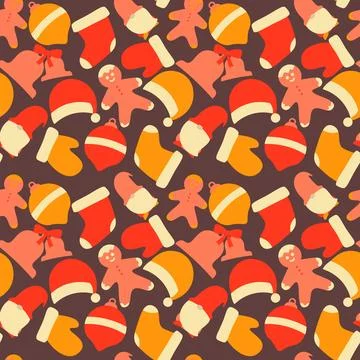 Hand drawn christmas pattern design background. Vector. Stock Illustration