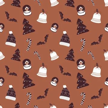 Hand drawn christmas pattern design background. Vector. Stock Illustration