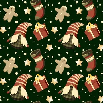 Hand drawn christmas pattern design background. Vector. Stock Illustration