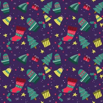 Hand drawn christmas pattern design background. Vector. Illustrazione stock