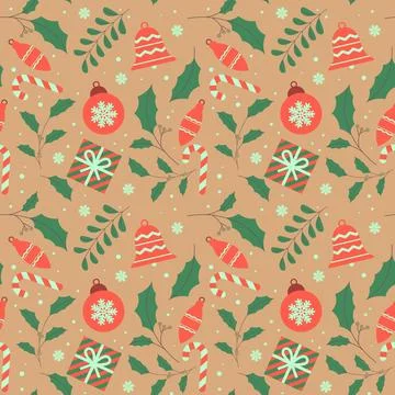 Hand drawn christmas pattern design background. Vector. Stock Illustration