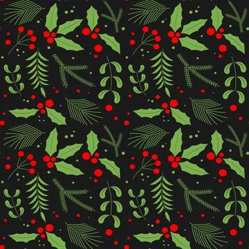 Hand drawn christmas pattern design background. Vector. Stock Illustration