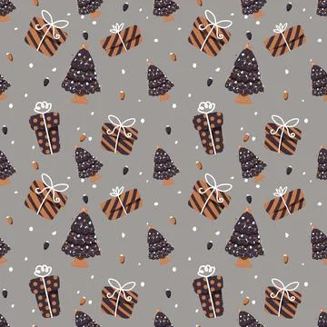Hand drawn christmas pattern design background. Vector. Illustrazione stock