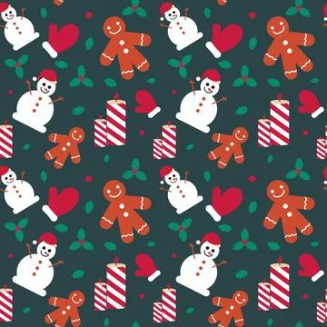Hand drawn christmas pattern design background. Vector. Stock Illustration
