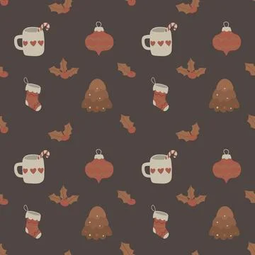 Hand drawn christmas pattern design background. Stock Illustration