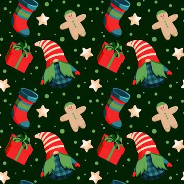 Hand drawn christmas pattern design background. Stock Illustration