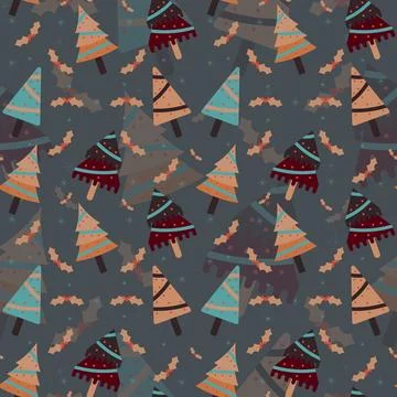 Hand drawn christmas pattern design background. Stock Illustration