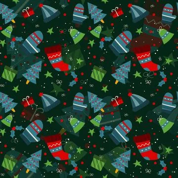 Hand drawn christmas pattern design background. Stock Illustration