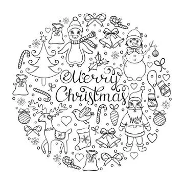 Hand drawn christmas pattern Stock Illustration