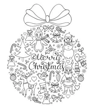 Hand drawn christmas pattern Stock Illustration