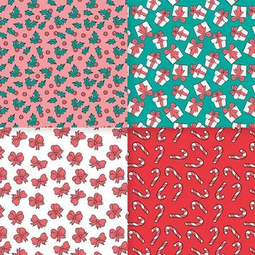 Hand drawn christmas pattern pack Illustrazione stock