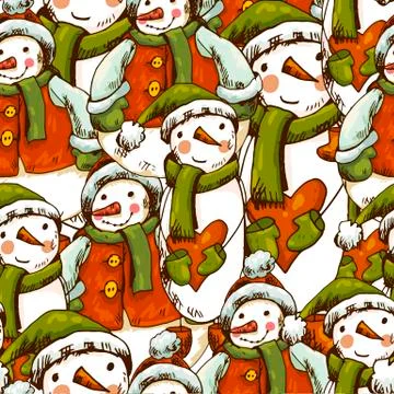 Hand-drawn Christmas Seamless Background Stock Illustration