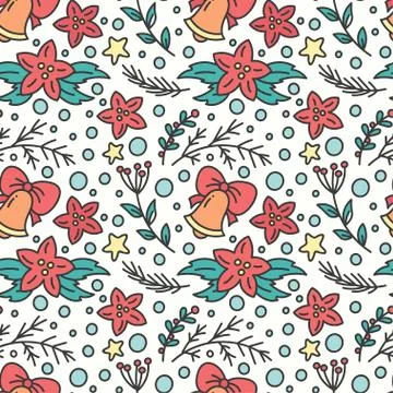 Hand Drawn Christmas Seamless Pattern. New Year Background Stock Illustration