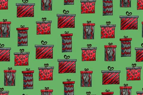 Hand drawn Christmas seamless pattern Stock Illustration