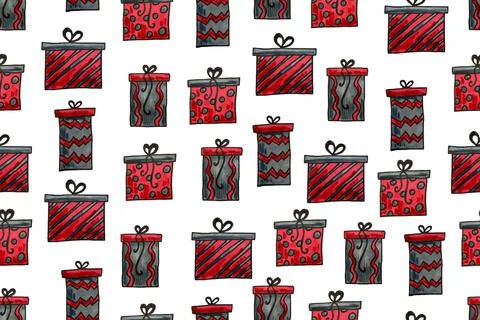 Hand drawn Christmas seamless pattern Stock Illustration