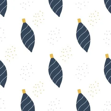 Hand-drawn Christmas seamless pattern with balls. Stock Illustration