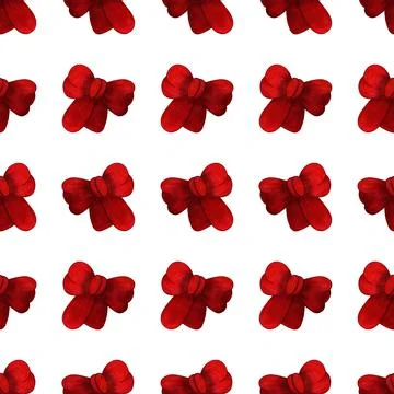 Hand Drawn Christmas Seamless Pattern with Bow. Stock Illustration