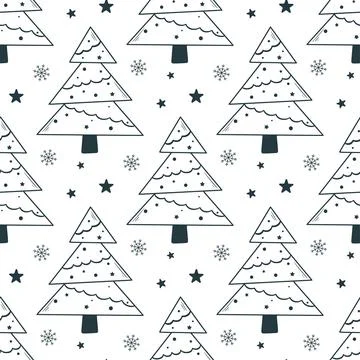 Hand drawn Christmas seamless pattern Stock Illustration