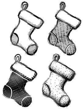 Hand drawn christmas stocking Illustrazione stock