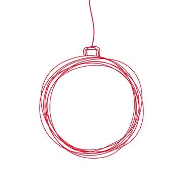 Hand drawn Christmas tree ball ornament isolated on white background Stock Illustration