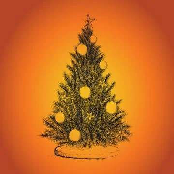 Hand drawn Christmas tree Illustrazione stock