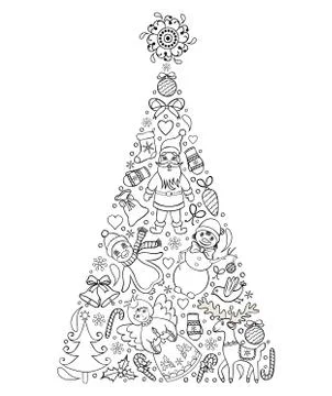 Hand drawn christmas tree Stock Illustration
