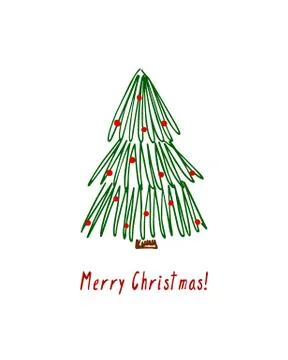 Hand drawn Christmas tree Stock Illustration