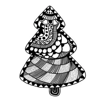 Hand drawn Christmas tree Stock Illustration
