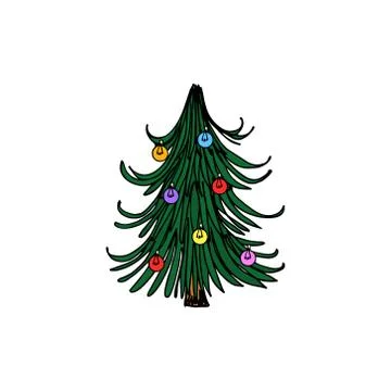Hand drawn Christmas tree Stock Illustration