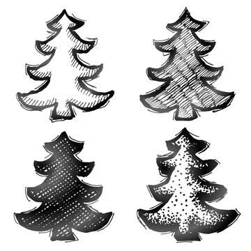 Hand drawn christmas tree Stock Illustration