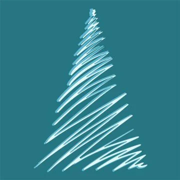 Hand drawn Christmas tree isolated on a white background Stock Illustration